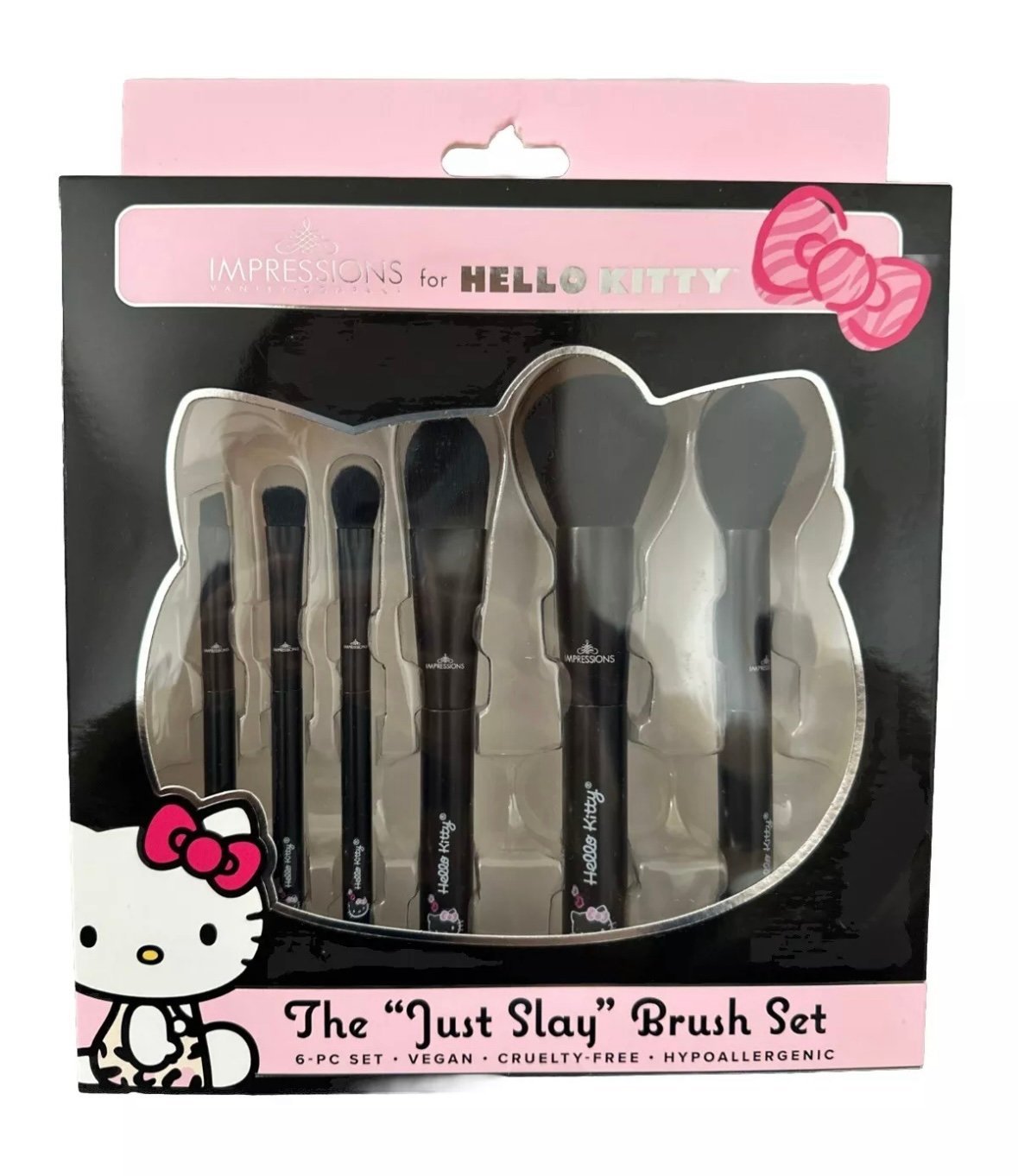Hello Kitty The ‘Just Slay’ Brush Set Of 6 Impression Black Hypoallergenic RARE