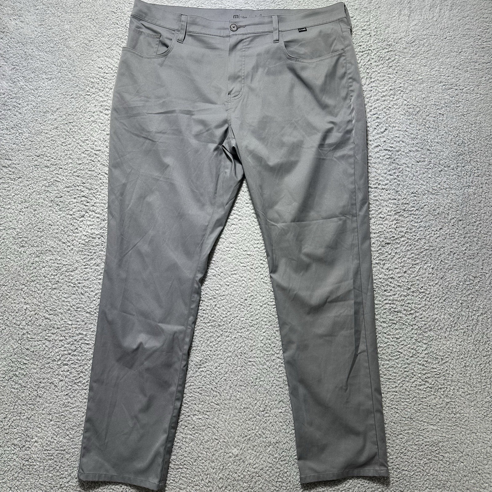 Travis Mathew Gray Polyester 5 Pocket Pants Men's Size 38X30 Golf Lightweight
