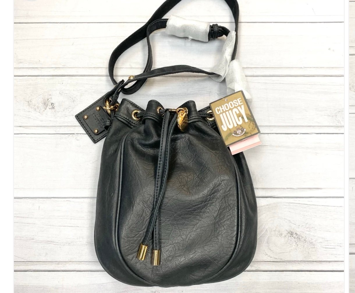 New with tags genuine leather Juicy Couture small drawstring bag