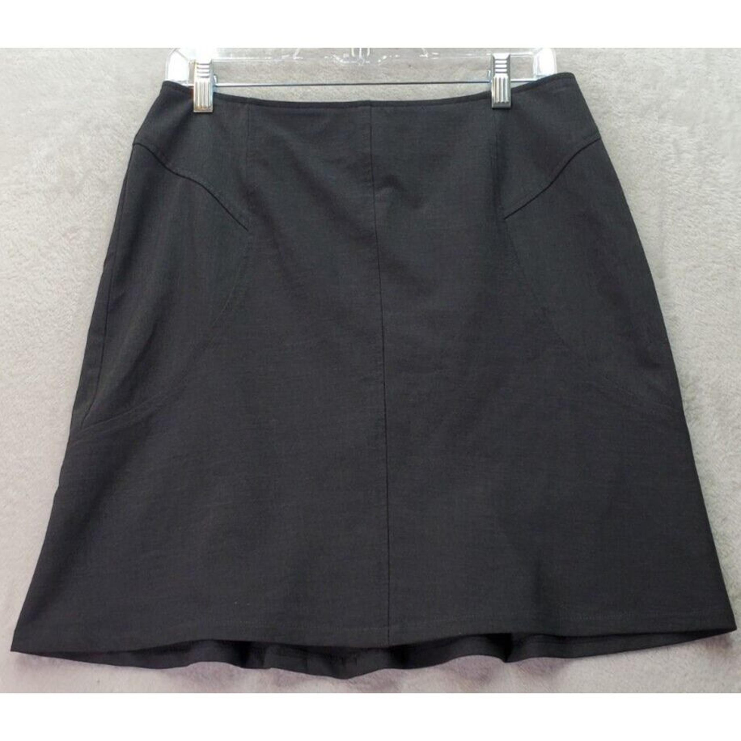 Adrienne Vittadini A Line Skirt Womens Size 6 Gray Polyester Flat Front Back Zip