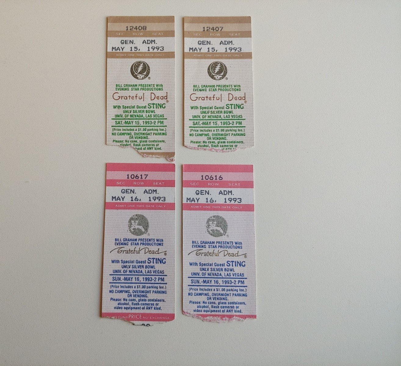 Vintage Grateful Dead Ticket Stubs