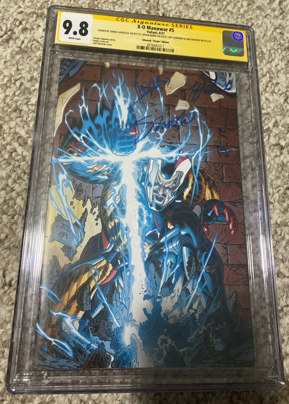 CGC 9.8 X-O Manowar #5 Signed Dennis Hopeless, Brian, Jeff Edwards, Jim Shooter