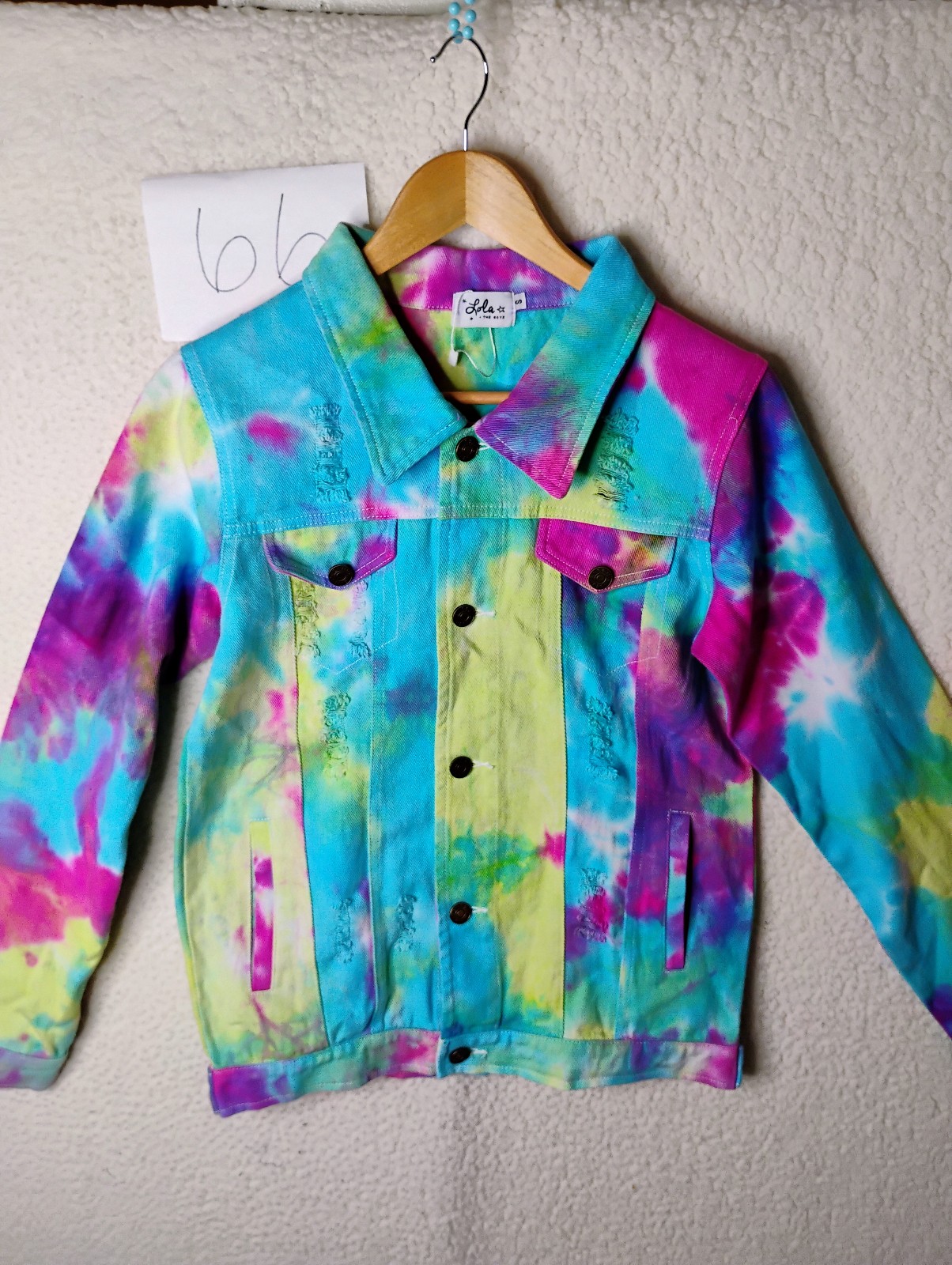 Lola And The Boys Tye Dye Denim Jacket Button Up W/ Pockets Size Small