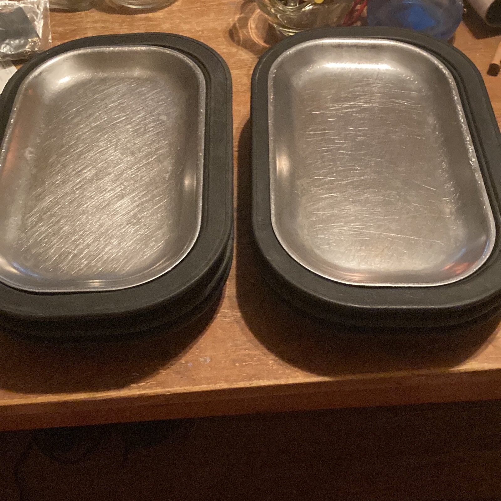 6 Black & Silver Steak Hot Servings Trays