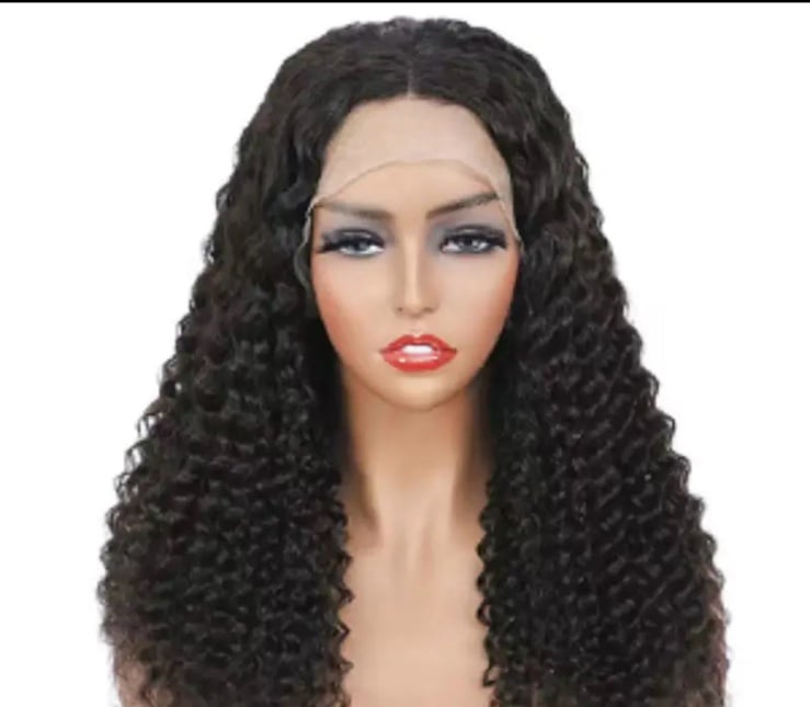 32 Inch black deep curly with baby hair wig