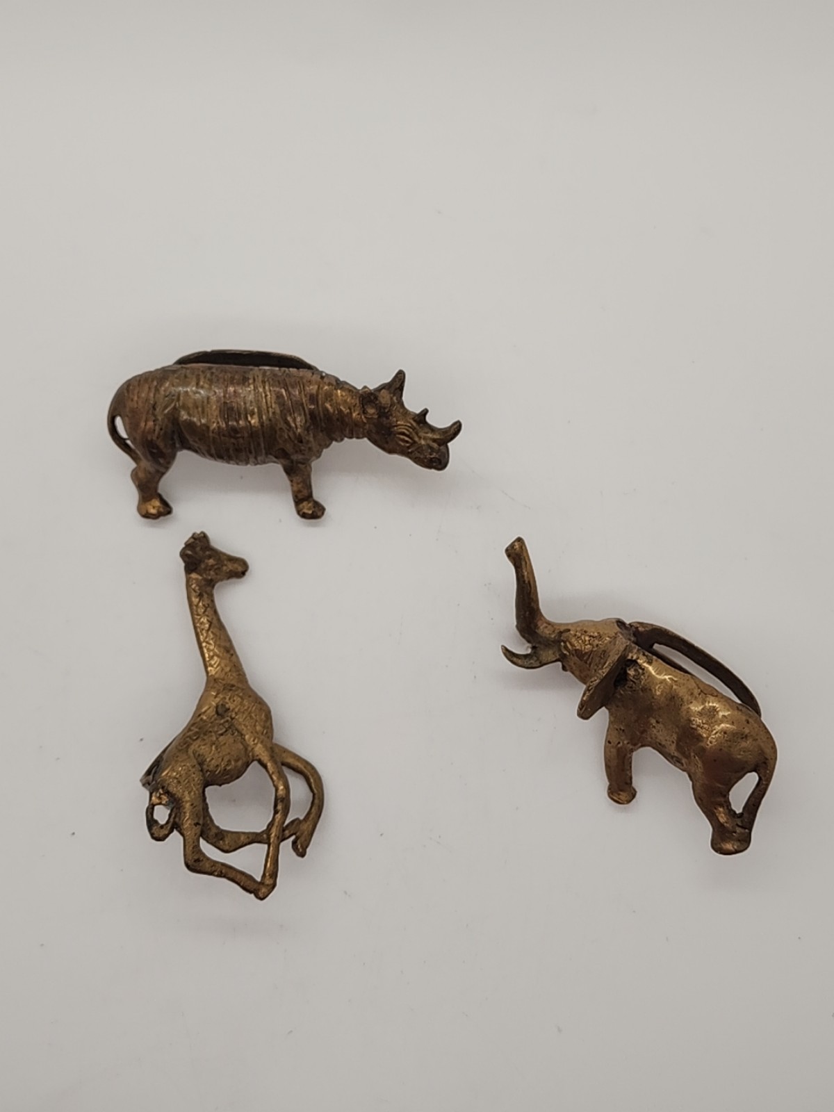 Vintage Brass Animal African Safari Napkin Rings Holders. Set of 3.