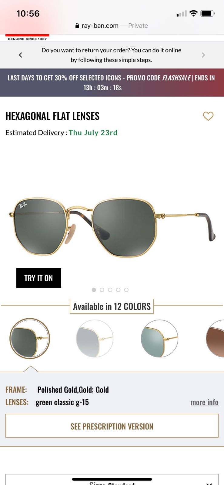 Ray ban Hexagonal Flat Lens Sunglasses 5