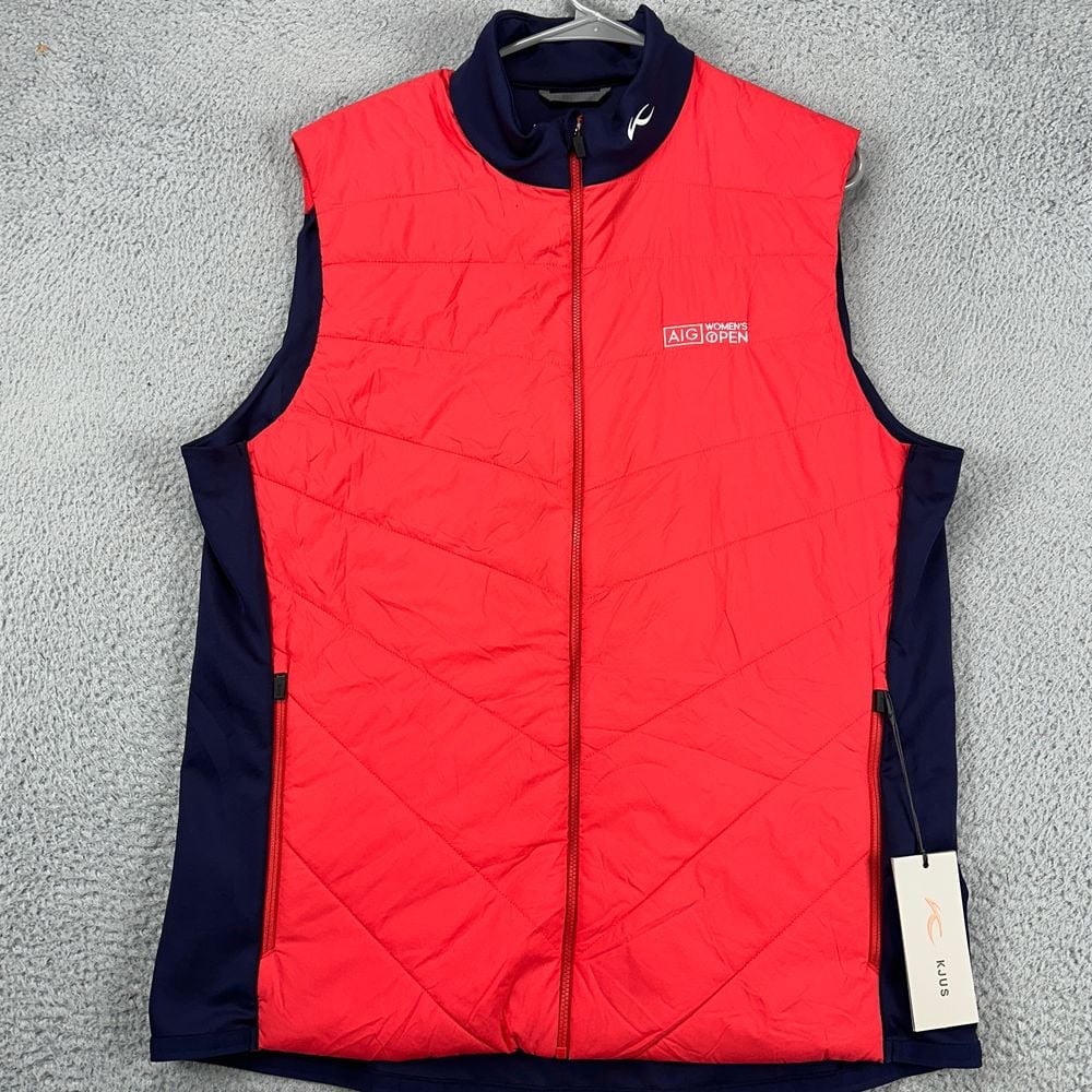 KJUS Vest Mens XL Release Red Blue Colorblock Full Zip Stretch Sleeveless NEW