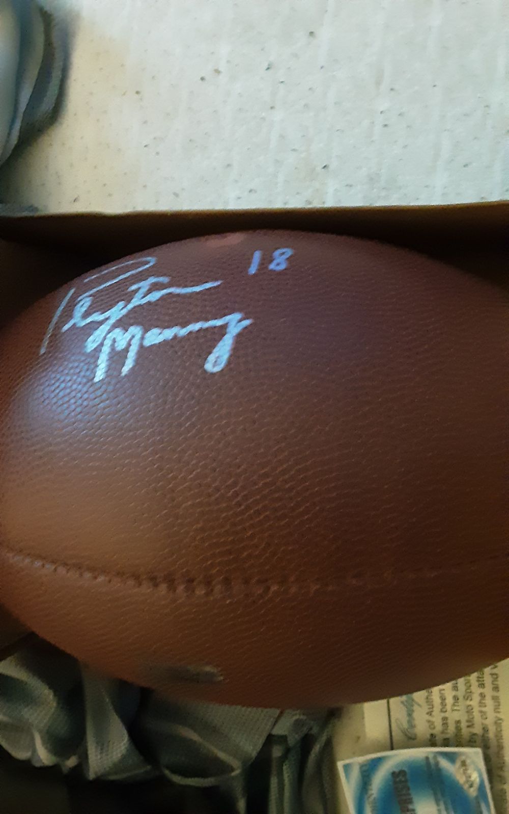 Autographed Eli Manning football with CO