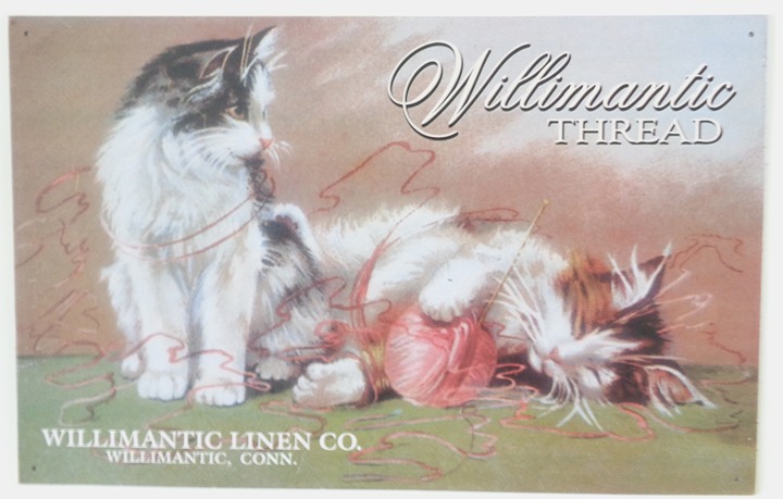 Vintage Willimantic Linen Co Thread Advertising Tin Sign
