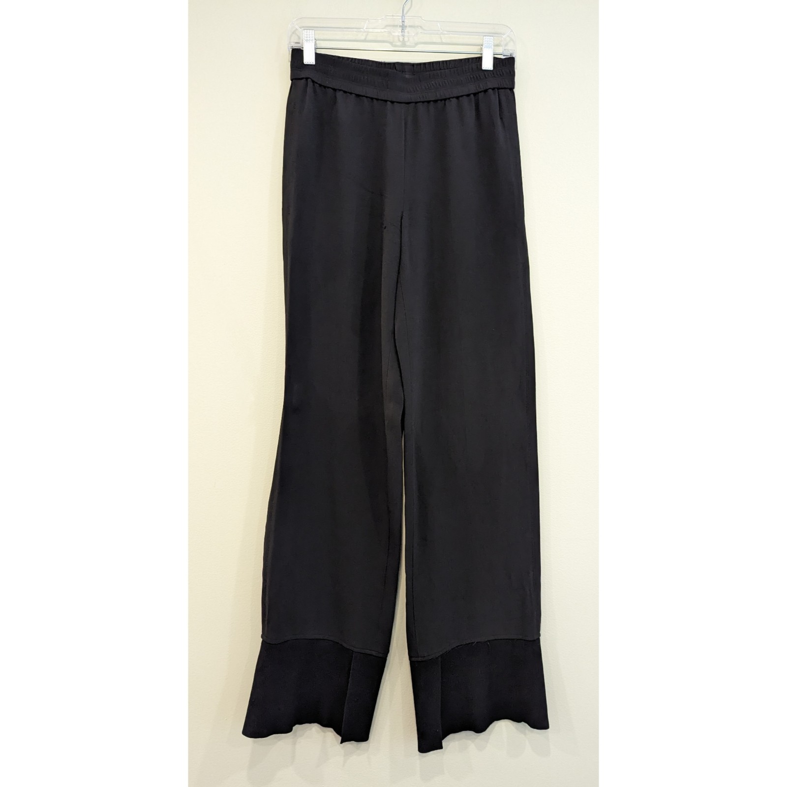 Helmut Lang Black Viscose Blend Pullon Pants Ribbed Hem