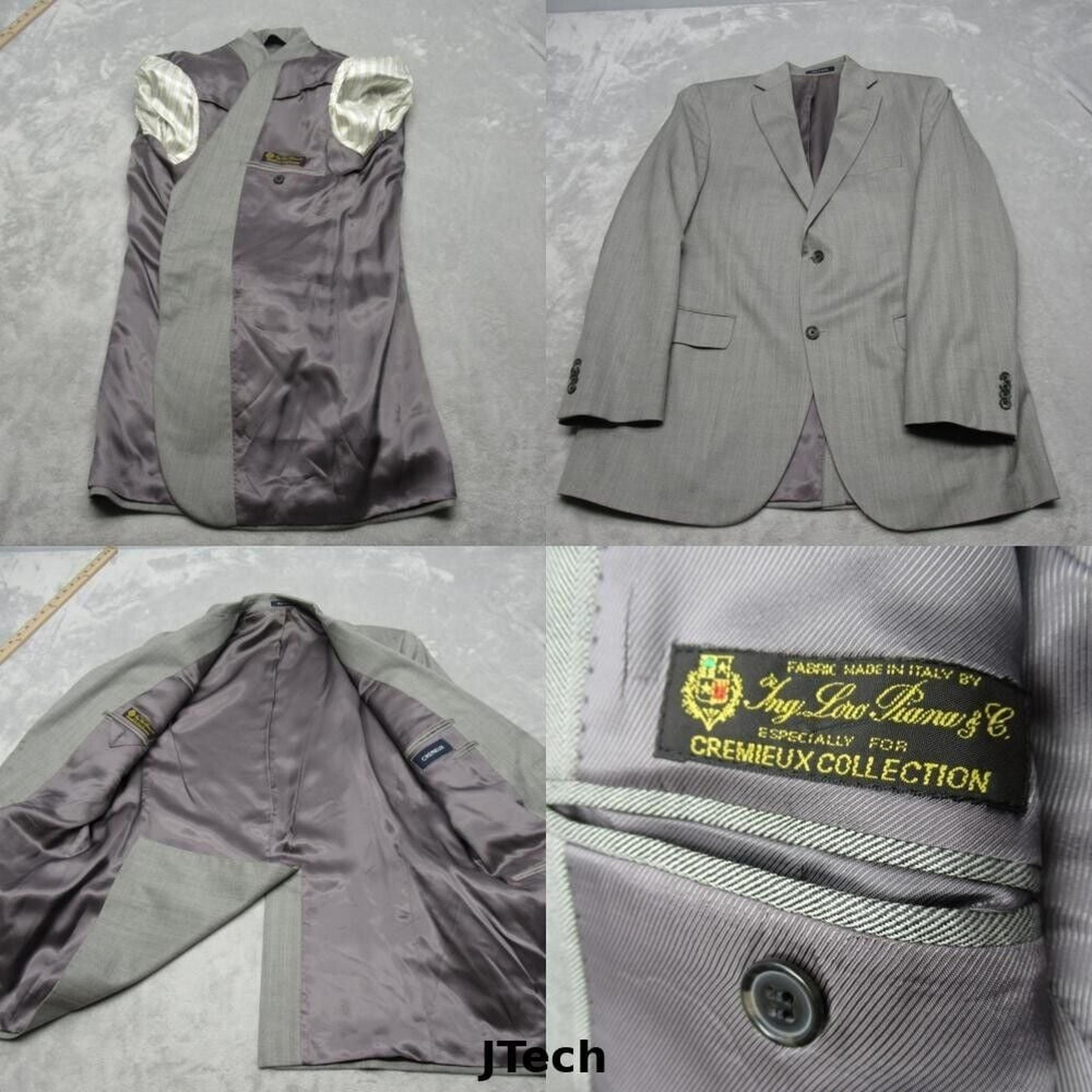 Loro Piana Wool Blazer Mens 41L Gray Striped Cremieux 2 Button Single Vent Sport