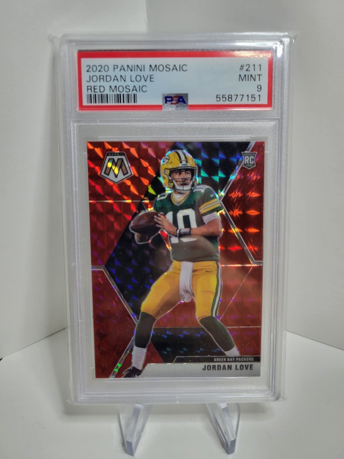 2020 Panini Mosaic 211 Jordan Love Red Mosaic RC Rookie Packers PSA 9 MINT!!!
