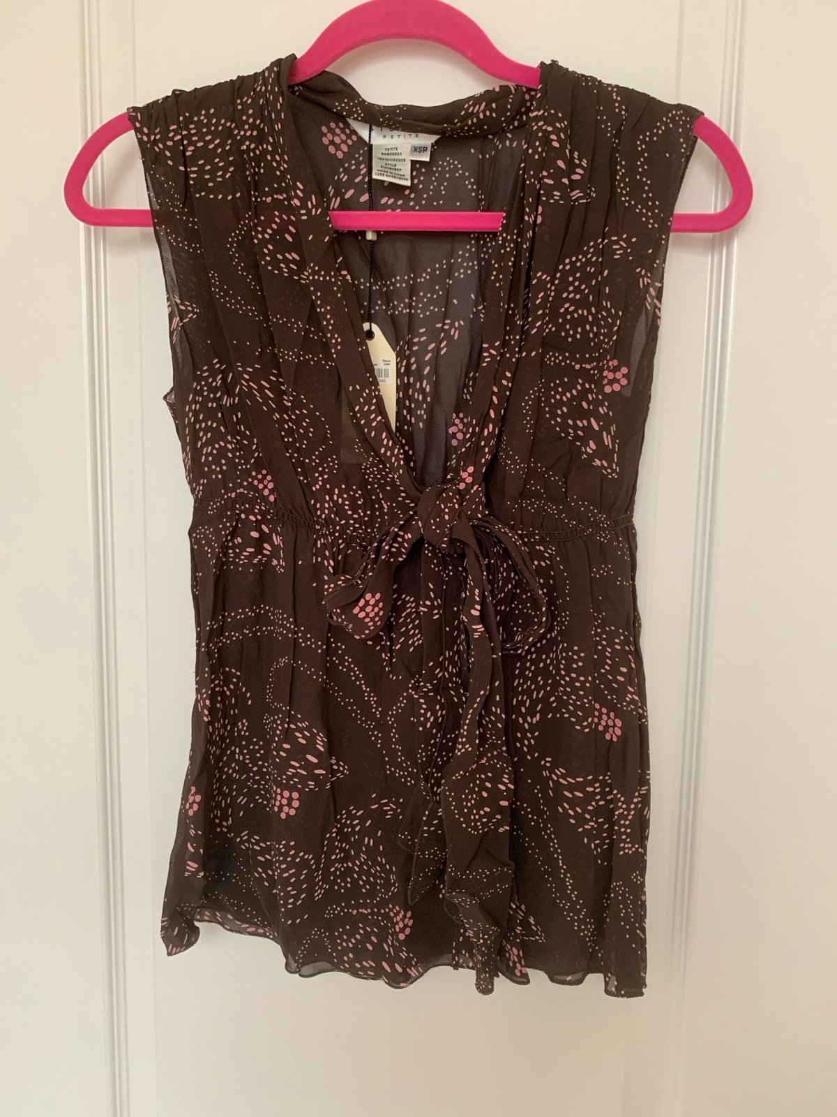 Studio M Brown and Pink Patterned Blouse