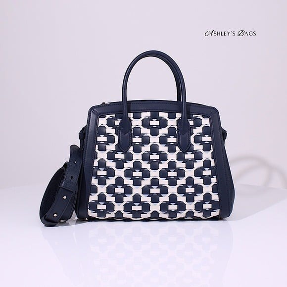 Kate Spade Knott Woven Spade Flower Medium Satchel In Blazer Blue