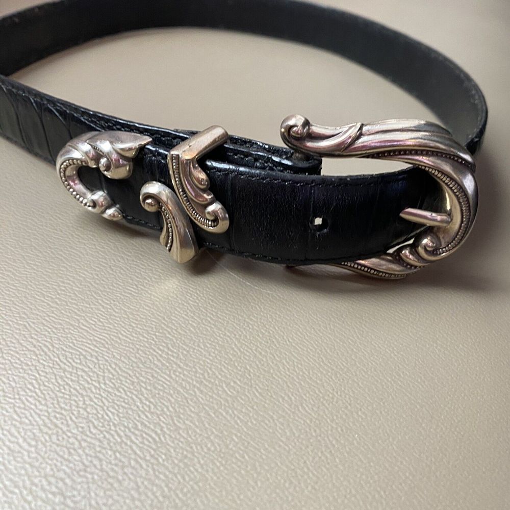 Brighton Black Leather Belt 24503 Vintage 1990s Western Women Style Size S 30
