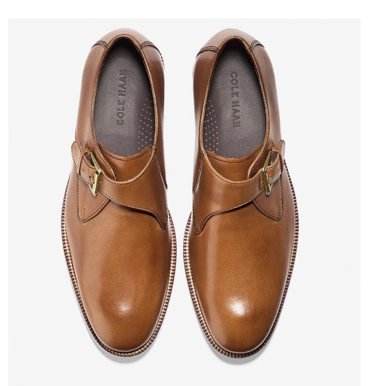 COLE HAAN Williams C10242 Tan Leather Single Monk Strap Mens Dress Shoes SZ 13 M