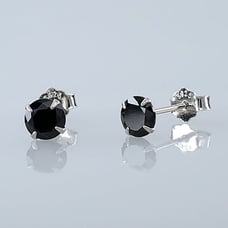 Mens Solid 925 Sterling Silver 1.5ct Black Onyx Stud Earrings Stamped Jewelry