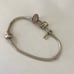 Pandora Sterling Silver Elephant, Horseshoe Pink Enamel Charm Bracelet