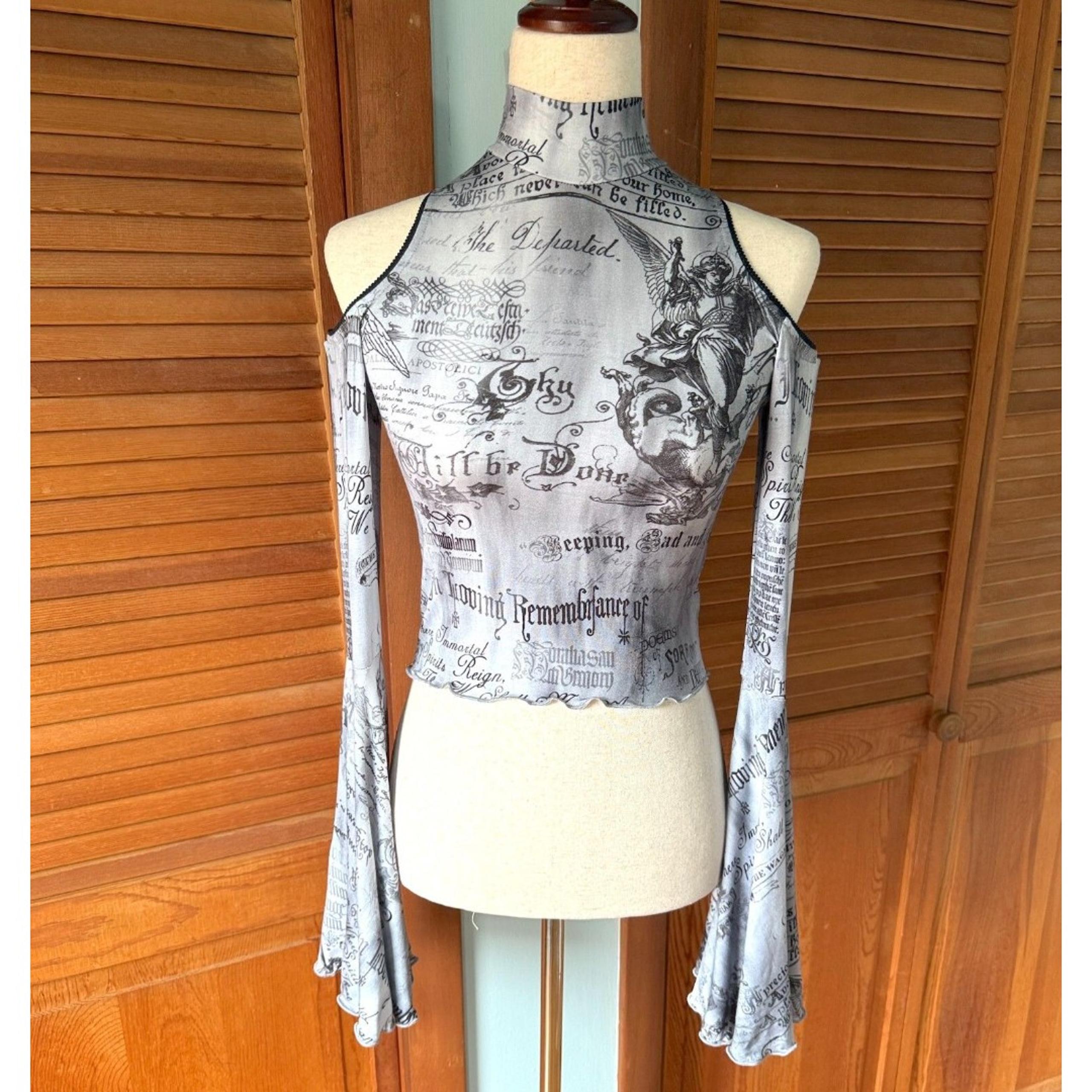 Dolls Kill In Loving Remembrance Gothic Victorian Punk  Angel Cropped Top XS-M