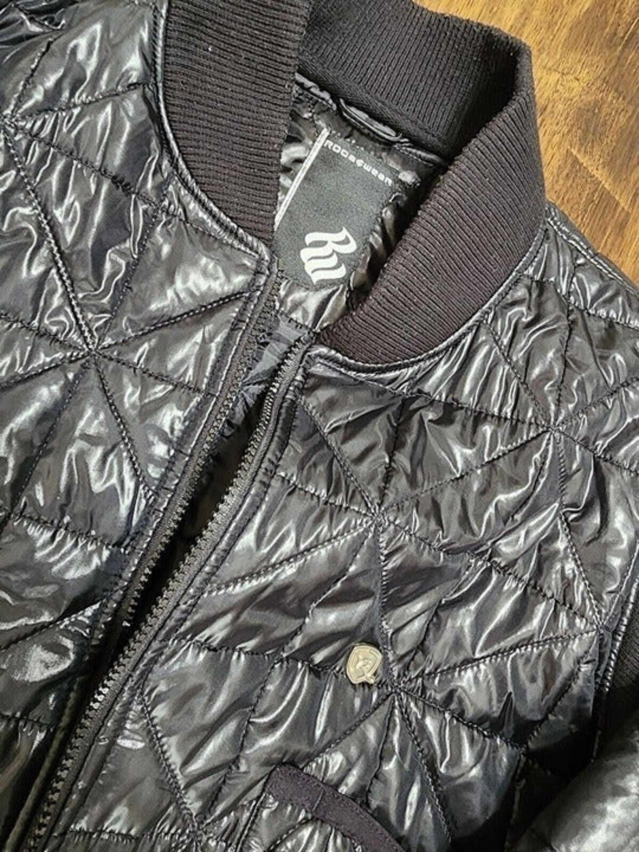 Rocawear BLAK Knit Shoulders Classic Black Bomber Jacket Size 3XL Hip Hop Rap