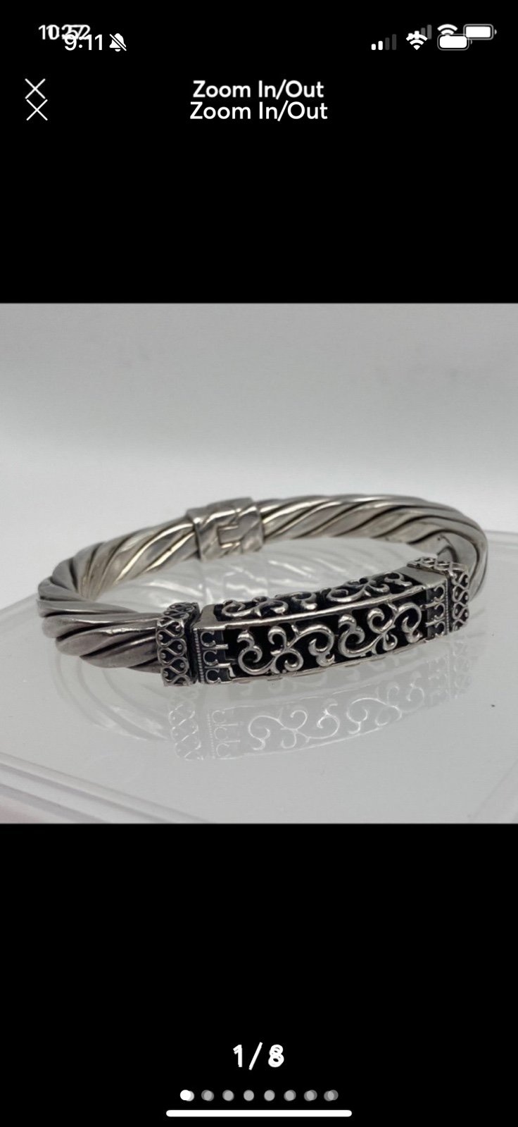 Chunky Silpada B0669 Sterling Silver Scroll Hinged Bangle Bracelet