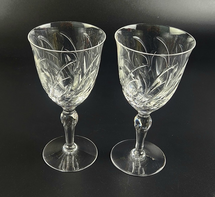 Vintage - Water Goblet Marlborough by Stuart - Pair - 7 Tall - Chipped