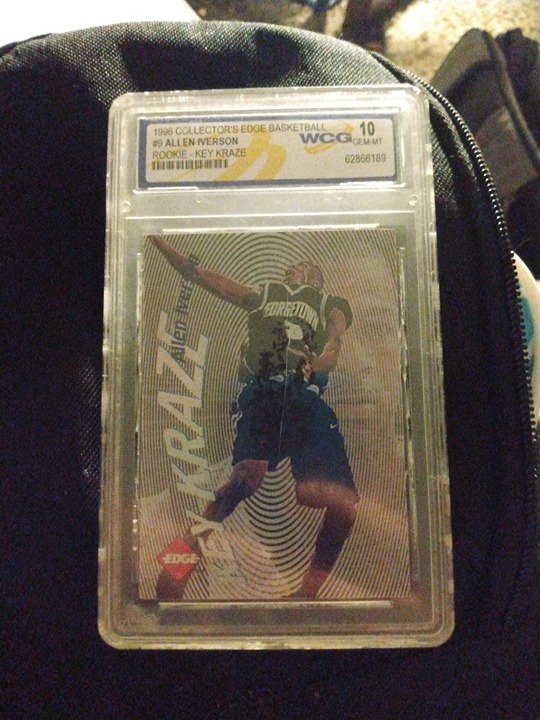 1996 Allen Iverson rookie card graded 10 gem mint by wcg