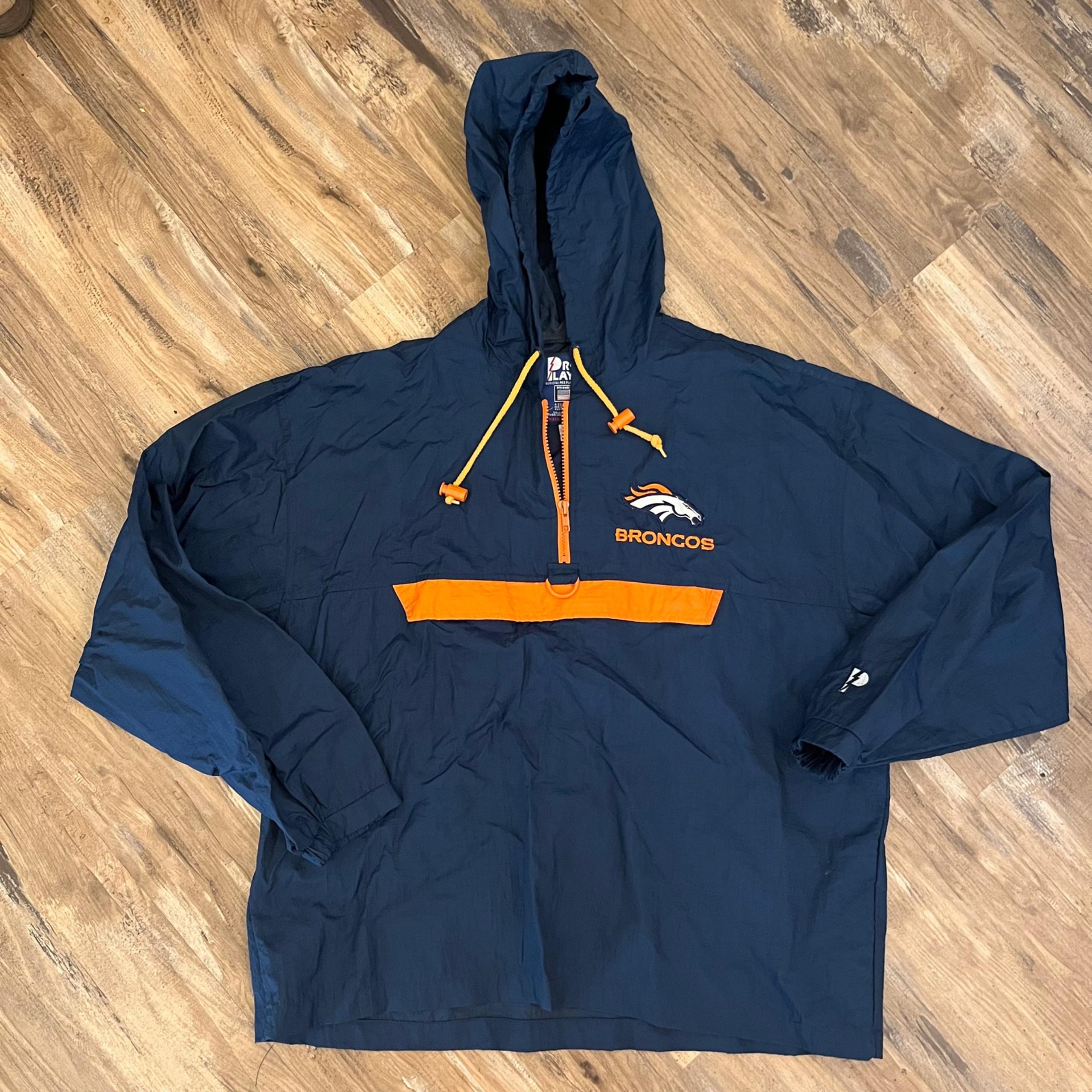 Mens vintage 90s pro player denver broncos big logo half zip windbreaker sz M