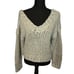 Lovers + Friends Chunky Sweater Grey SMALL V neck Oversize Cozy Soft 128 NEW