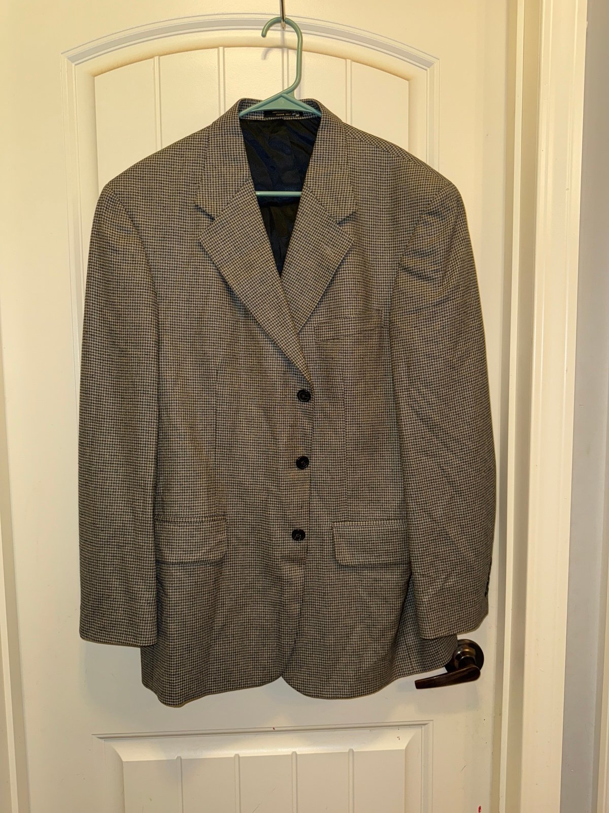 VTG Jacket Houndstooth Silk Wool Blazer Sport Coat 42R