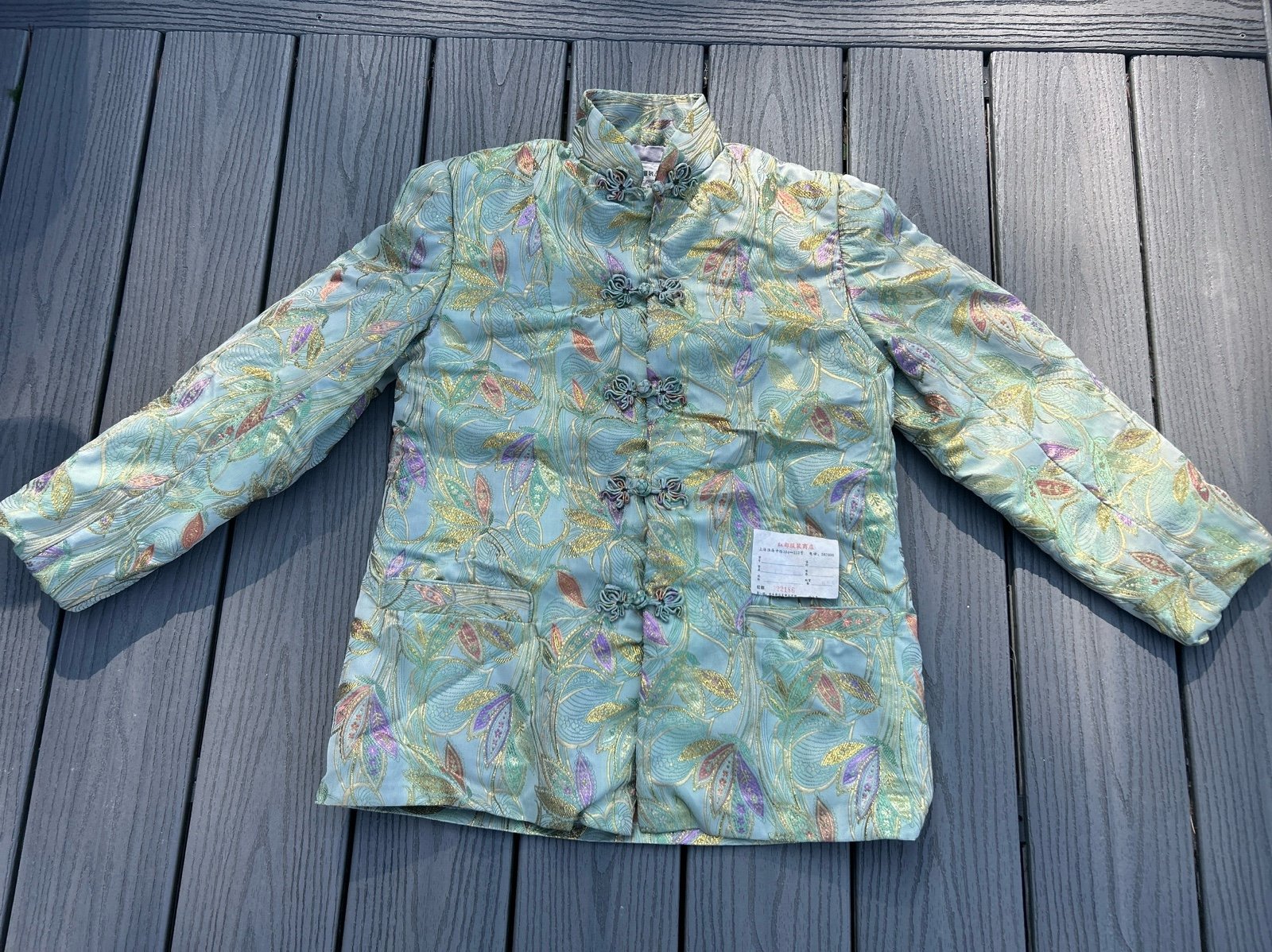 Japanese Brocade Jacket Suzanni Style Coat Lined Pastel Floral Embroidery S Med?
