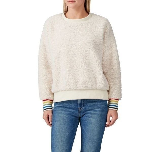 Sundry Faux Sherpa Sweatshirt Cream Size 1 Small 242 Original.