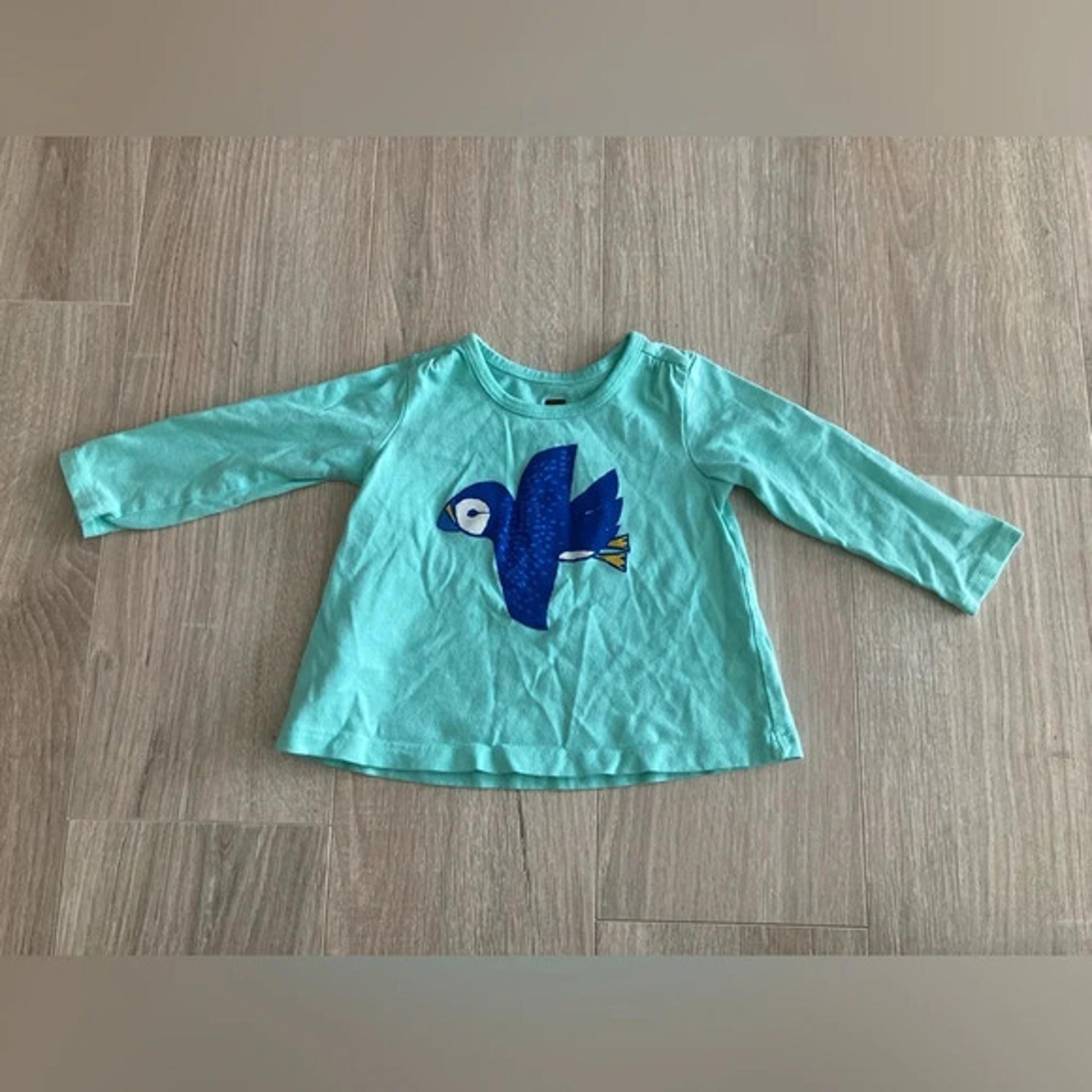 Tea Collection Baby Light Blue Long Sleeve Puffin Shirt - Size 6-9months