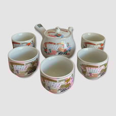 Miyama Pottery Kiln Tea Set Japan Vintage Tea Pot And Cups 80s