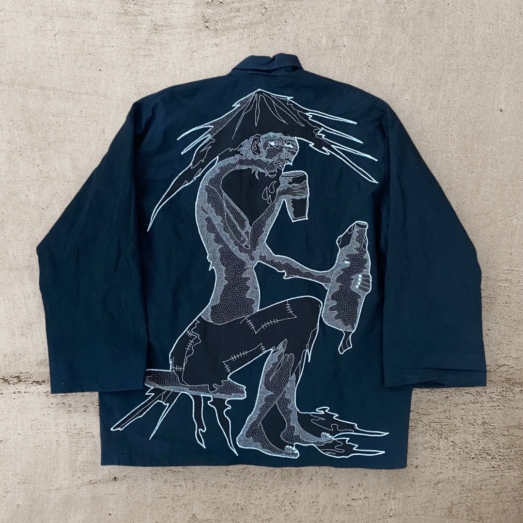 Vintage David Martin Art Jacket Coat UNDERCOVER Style Embroidered Size Large