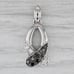 0.15ctw Black White Diamond Ribbon Fish Pendant 14k White Gold