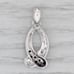 0.15ctw Black White Diamond Ribbon Fish Pendant 14k White Gold