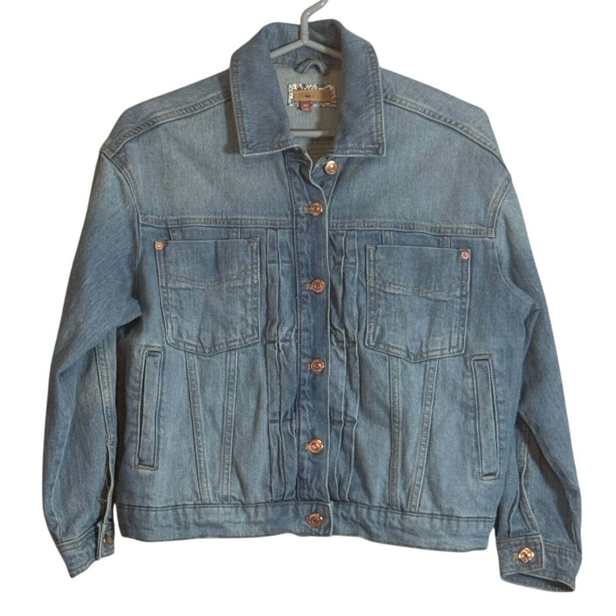 Anthropologie Pilcro Denim Jean Jacket Womens XS Petite Button Light Wash Boxy