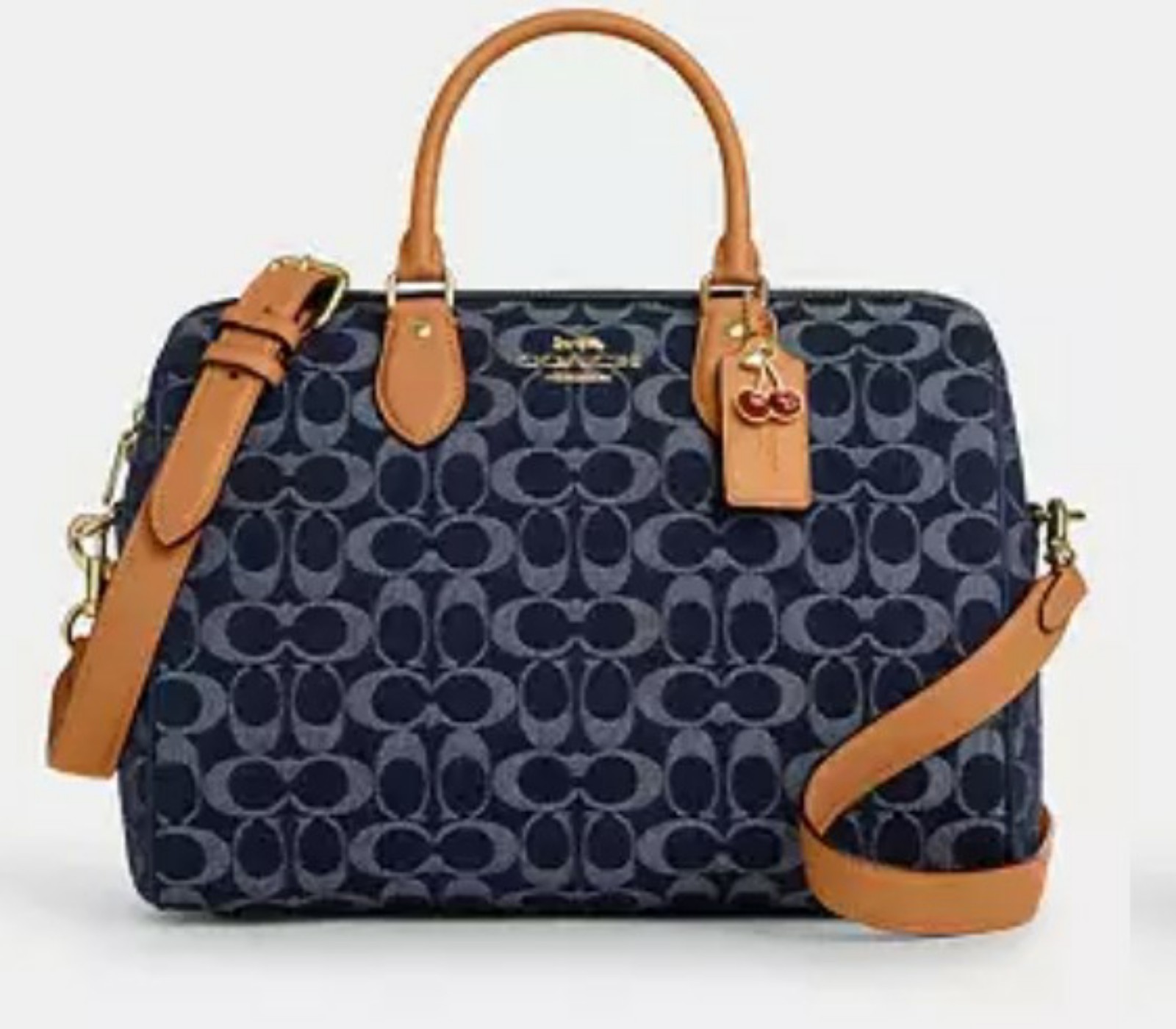 NWT Coach Large Rowan Denim Satchel Crossbody Purse Bag