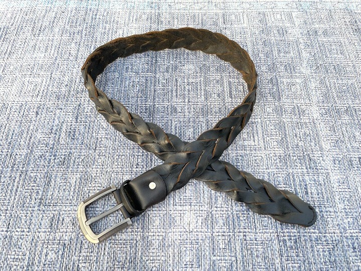Genuine Leather Belt Brown Braided Leather Men Waistband Unisex Belt