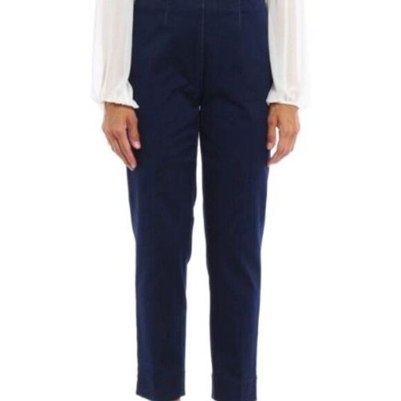 Piazza Sempione Lisa Denim Cotton Trousers Milanese Casual Chic Size US 12