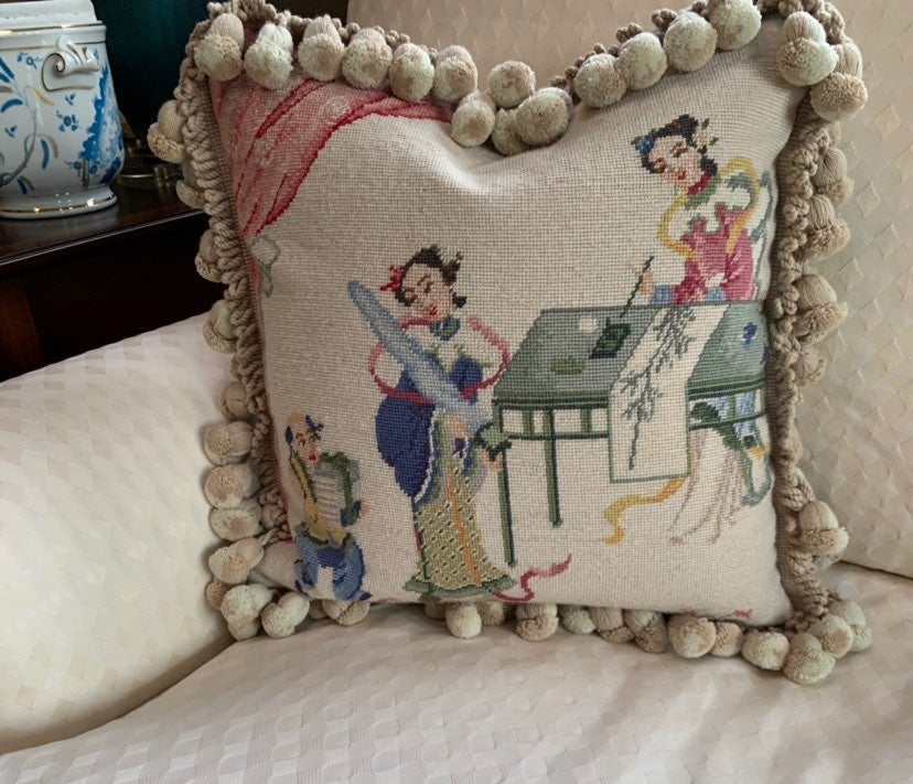 Throw pillow, petit point