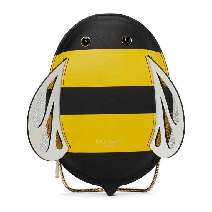 NEW kate spade Buzz Bee Shaped Crossbody Snake Chain Strap Yellow White Wings