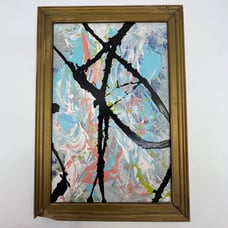 Framed Original Abstract Art Painting Tropical Yogurt Acrylic 9x12.5 TI5