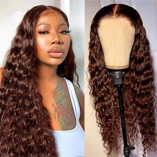 Brown Lace front wigs human hair blended