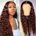 Brown Lace front wigs human hair blended