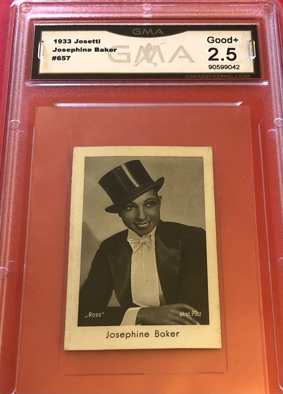 1933 Josephine Baker Josetti tobacco card #657 graded GMA 2.5 Good+