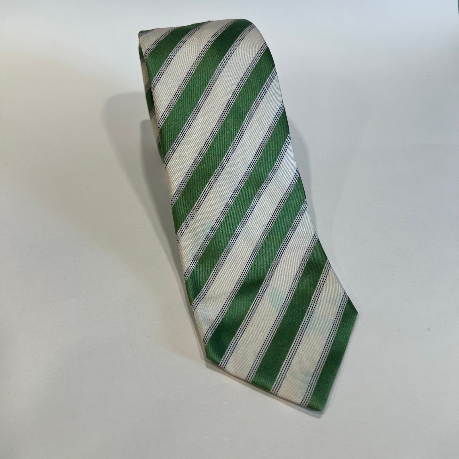 Luigi Borrelli Napoli 100% Silk Neck Tie Made in Italy Green & White JL