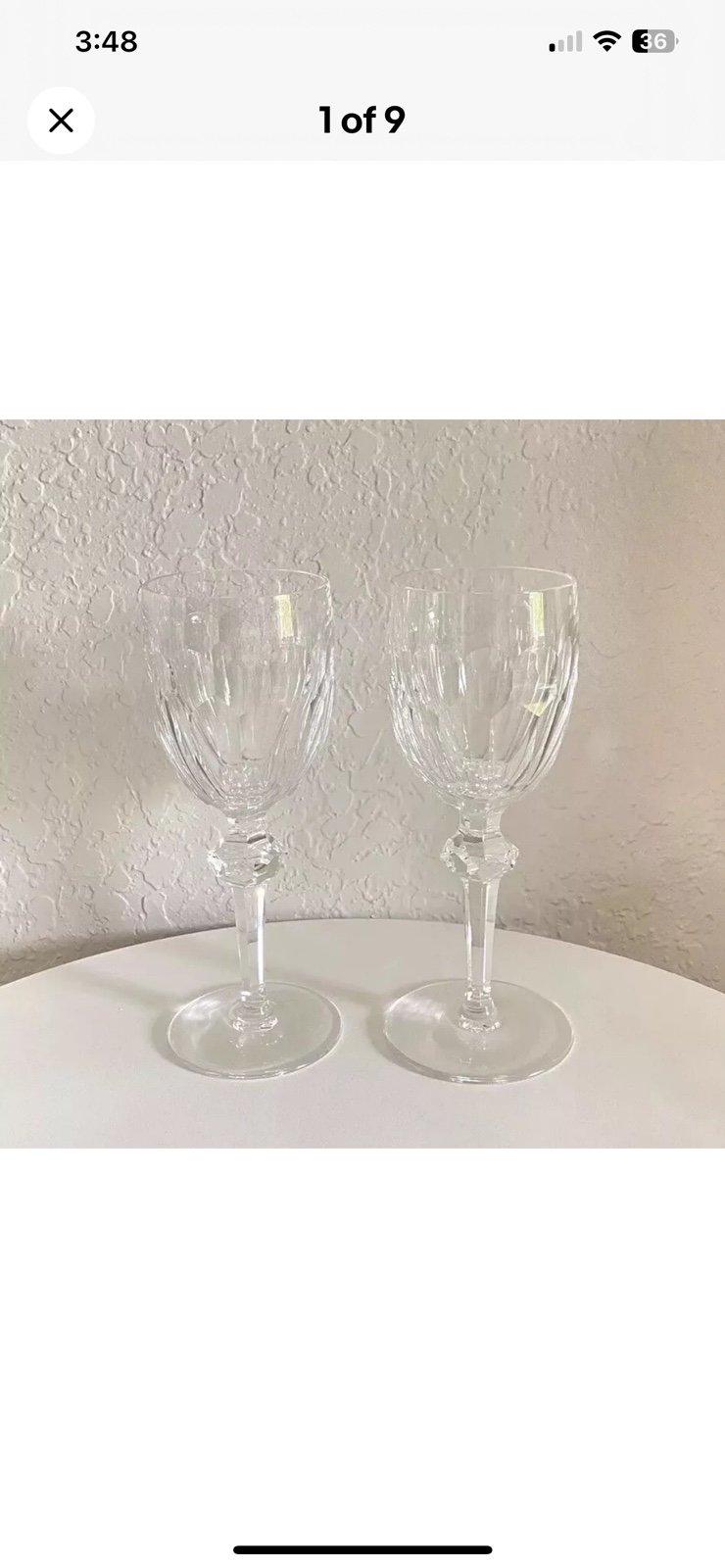 Waterford Crystal CURRAGHMORE Wine Glasses Water Goblets - Set Of 2.